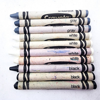 Vintage Crayola Crayons Binney & Smith Lot Black White Gray Timberwolf