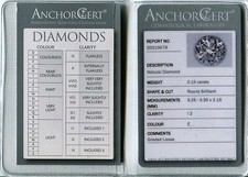 Loose Natural Diamond 0.15ct I2 E Round Brilliant. UK AnchorCert Assay Office