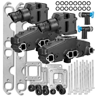 Exhaust Manifold set 4'' 350 V8 5.0L 5.7L riser elbow MerCruiser 860246C  807988c