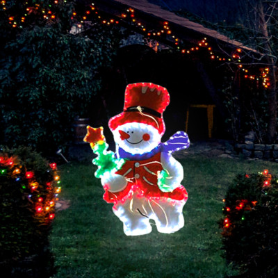 Großes LED Seillicht Schneemann Weihnachtsdekorationen rot Weihnachten frostige Silhouette