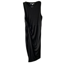 Guess Ruched Cocktail Evening Dress Womens Large Black Sleeveless Stretch