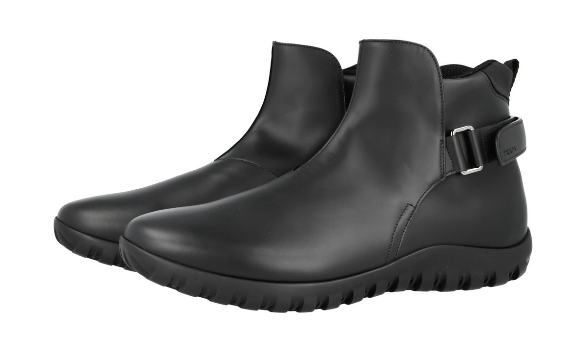 AUTH LUXURY PRADA LEATHER HALF-BOOTS AUTH LUXURY PRADA HALF-BOOT SHOES 2TE137 BLACK LEATHER NEW  main image 3