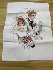 completed cross stitch  Wedding   14''x 19'' Unframed New