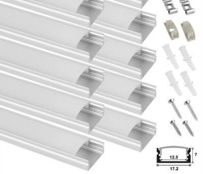 20x 1m LED Aluminium Profile U Aluminium Rail Strip for LED Strip 17 x 7mm