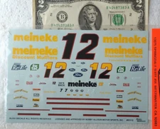SLIXX WATERSLIDE DECALS 1/24 Scale NASCAR Bobby Allison #12 Meineke Mufflers