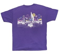 Vintage Bahamas Sailing Graphic T Shirt Size XL Double Sided Made in USA Purple