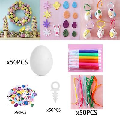 50 Stück DIY unbemalte Ostereier Set Zubehör Osterkorb Füllung