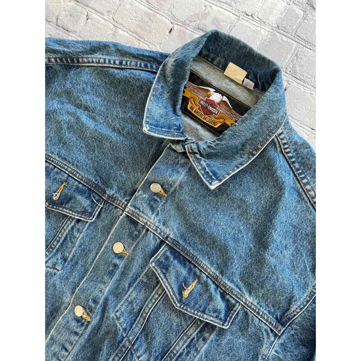Vintage Mens HARLEY DAVIDSON Embossed Stamped Logo Denim Jean