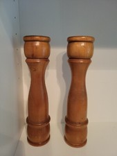 Norleans Japan Wooden Salt  Pepper Shaker Mill Grinder Set Vtg 9" Country Core