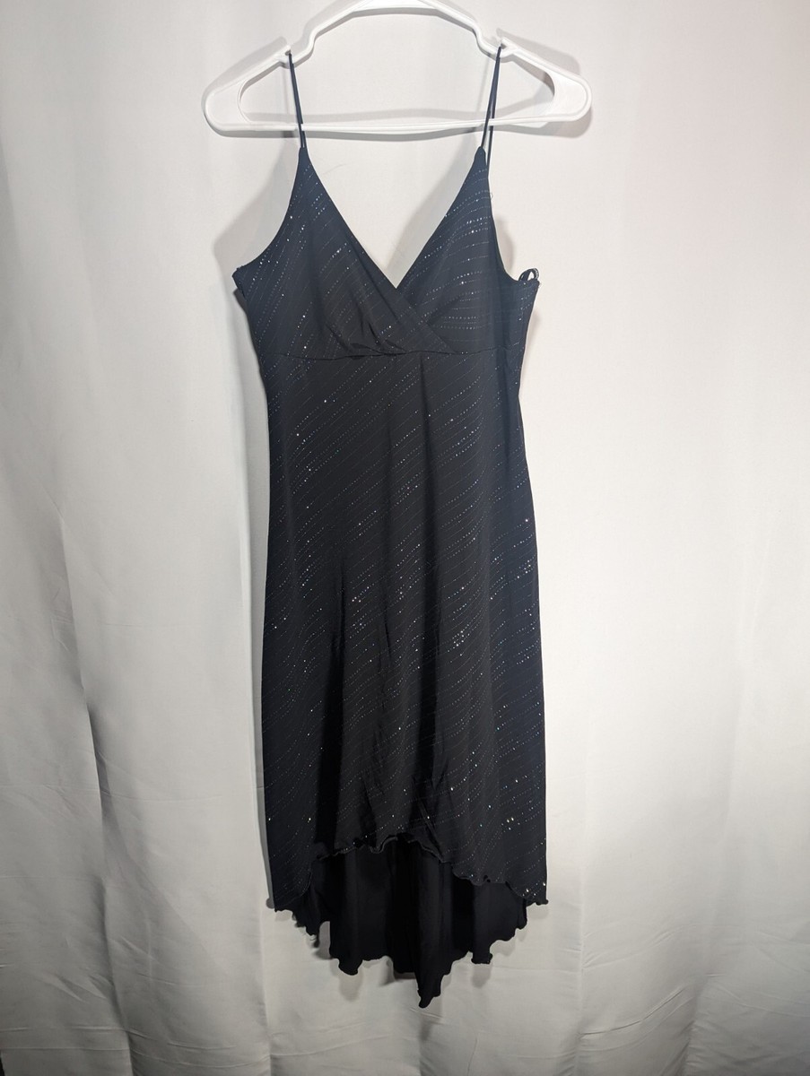 city triangles dress 90s VTG Y2K Black Sparkle High Low Formal Iconic 90s dresses | elegant cocktail dress party Color:Blue Indigo