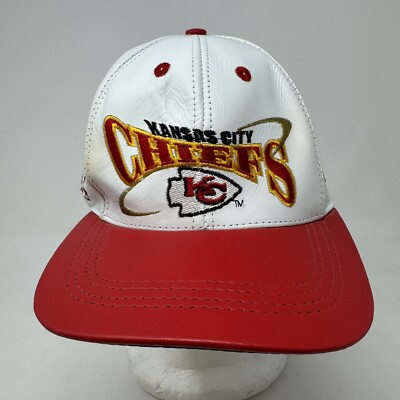 Vintage 90s Kansas City Chiefs NFL Pro Elite White Leather Strapback Hat