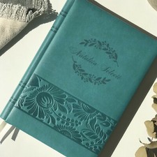 Personalized Leather A5 Notebook Notepad. Name On Cover.