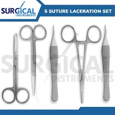 5 Pcs Suture Scissors Forceps Hemostats Needle Holders Set Surgical Kit-1