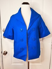 Talie Portrait Collar Jacket Womens Size S Royal Blue Short Sleeve Spring Easter