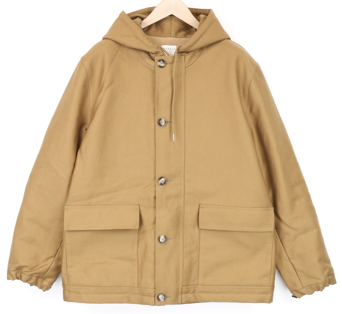 sandro★ジャケット SANDRO Men Jacket 2XL Light Brown Parka Hood Classic Zip-Fly