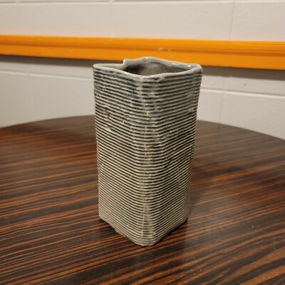 West Elm Vase Corr Rec Vase Medium 8'' Striped Brutalist Industrial Style Modern