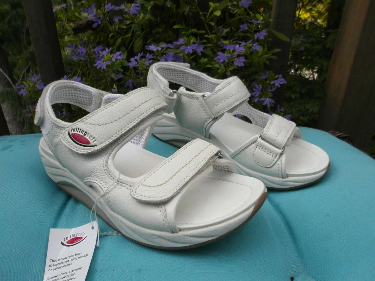 Germany Gabor Soft Womens White Leather Sandals Size 6 | eBay