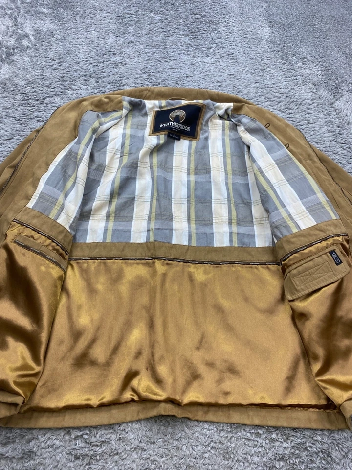 Chaqueta Impermeable Hombres Grande Tostado Imitación Cuero Vegano Gamuza Cremallera Completa Granero Bombardero Foto 3 de 4