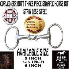 EGGBUTT CURVED STAINLESS STEEL DOUBLE JOINTED LOZENGE SNAFFLE HORSE BIT