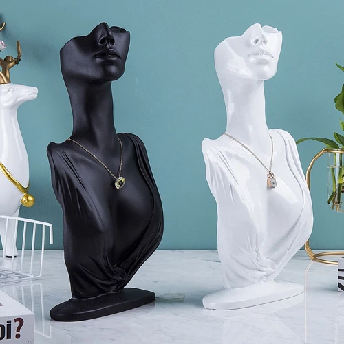 Resin Necklace Earrings Jewelry Display Stand mannequin Head Bust Stand Model - Picture 3 of 9