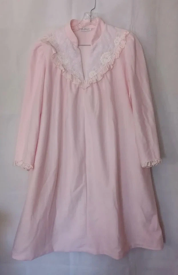 Miss Elaine Bata M Bebé Rosa Vellón Cremallera Casa Abrigo Vintage Albornoz Mediano Foto 3 de 4