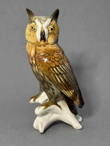 Porzellanfigur Ens Waldohreule Eule Uhu Kauz Long – Eared Owl Porzellan Figur .