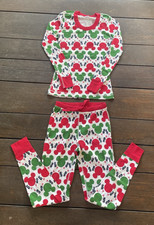 Hanna Andersson Disney Pajama Set Christmas Red Green Mickey Mouse Holly Sz XS