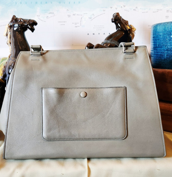 Celine Edge Medium Leather Luxury Bag Moss Green / Greige