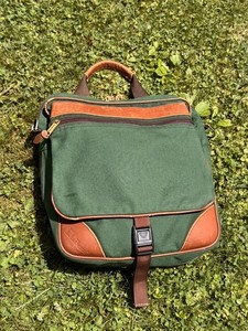 Vtg L.L.Bean BAG- WORK/Book / Messenger Green Canvas Leather 80’s- 90’s CLASSIC 