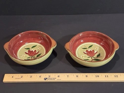 Vintage Lot of 2 STANGL Magnolia Small Round Bowls w/ Ears