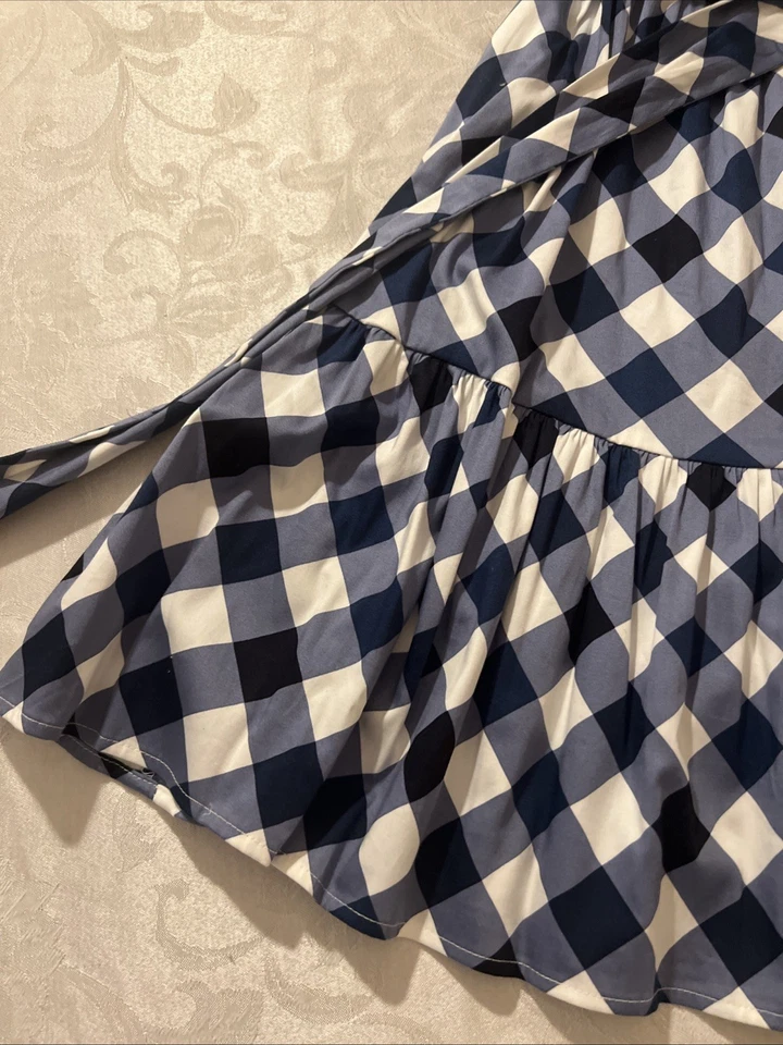 Vestido para mujer Tommy Hilfiger azul/blanco a cuadros mezcla de algodón talla S Foto 4 de 4