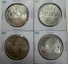 1961 1962 1964 1966 Lot of 4 Canada Silver Dollars