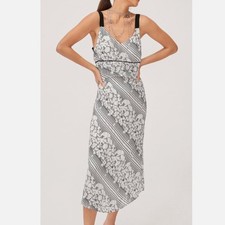 CABI Glide Midi Dress White Black Size Medium