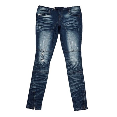 Lee Cooper Jamie Jeans 29 (32x29.5) Blue Zip Ankle Skinny Distressed Denim Women