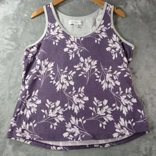 Live Love Lounge Karen Neuburger Womens Pajama Tank Top L Floral Purple Soft