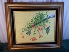 Beautiful Vintage Signed & Wooden Framed Hummingbird Designed Painting-Cara