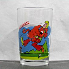 Rare verre à jus de moutarde hirsute français Scooby-Doo (Scoubidou)