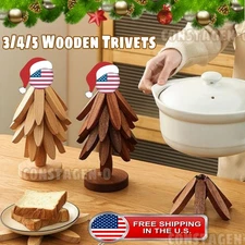 Foldable Wooden Tree Trivet for Hot Dishes/Pot/Bowl/Teapot/Hot Pot Holders USA