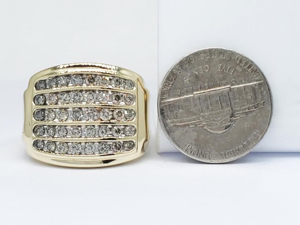 Diamond 5 Row Wide Cluster Ring Solid 10K Yellow … - image 7