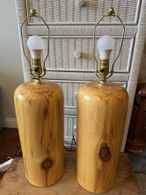 Handmade Wood Log Lamp Paul Aspen 12lb Pine Knotty Cabin Mid Century Grandpacore