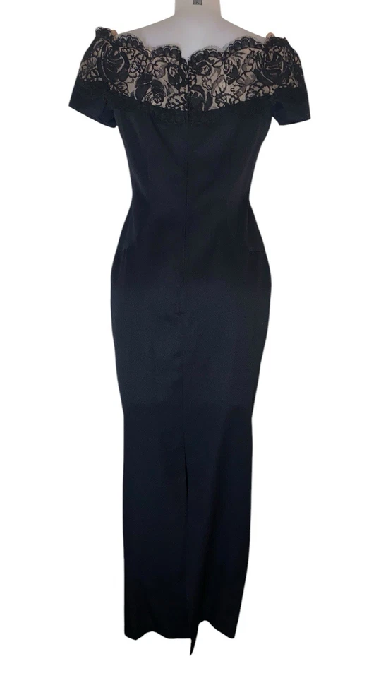 Vtg House Of Bianchi Sz M Womens Black Lace Off The Shoulder Grunge Goth Dress - Image 2 of 4