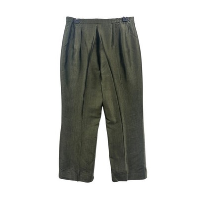 BASLER Women's Olive Green Pleated Acetate Trousers Size 42 EU