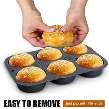 6 Cavity Hamburger Bun Mould Round Oven Tray Silicone Burger Bun Baking Tray