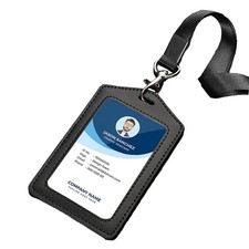Meekye Set di 1/2 Porta Badge PU Cordino, Porta Badge da Collo, Porta Tesserino 