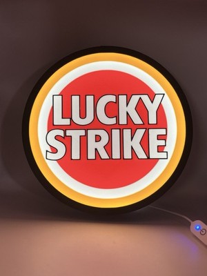 lucky strike cigarettes lights (Luckies An American Original Lights) KS-20-H (gold 'Luckeis' and 'Lights' red ring) - USA Lucky Strike Cigarette Real Neon
