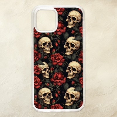 Handyhülle Totenköpfe und Rosen Gothic dunkelrot Blumen iPhone Samsung Motorola Pixel