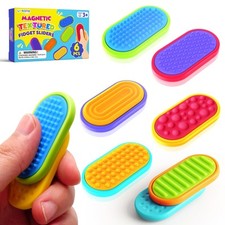 Sensory Fidget Magnet Toys for Kids: Textured Silicone Magnetic Sliders Stres...