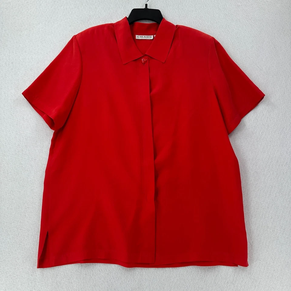 De Colección Chaus Rojo 100% Seda Vestido Conjunto Talla XL 2 Piezas Vestido Falda y Blusa Foto 2 de 4