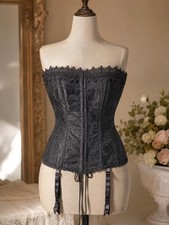 Vintage Frederick s Of Hollywood Black Strapless Corset Or Bustier Size 36