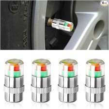 Tire Pressure Monitor Valve Stem Caps 4pcs With 3-color Eye Alert 2.4 Bar 36p